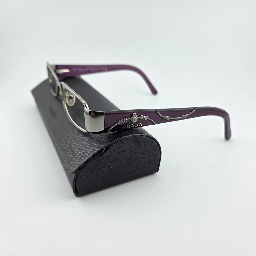 Prada VPR 58L Eyeglasses - FRAME ONLY - 5AV-1O1 Gunmetal Plum Italy 51-14-135 - Picture 3 of 16